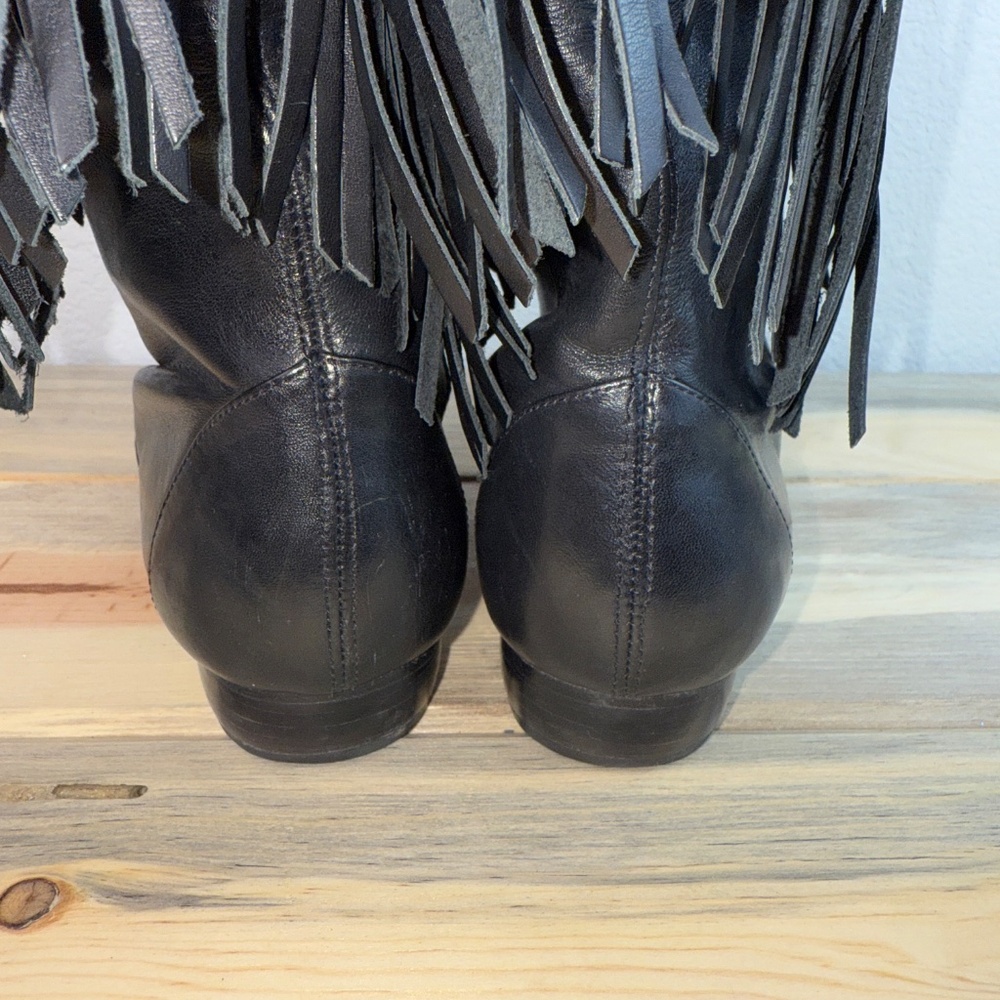 Pour La Victoire Black Fringe Heeled Boots - Picture 5 of 10